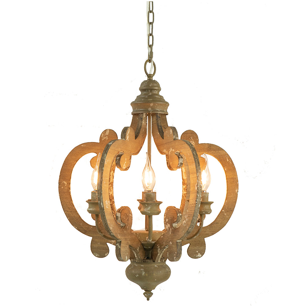 Farmhouse Chandelier, 6-Light Wood Pendant Light Fixture