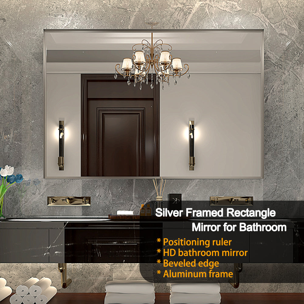 40x30 Inch Bathroom Mirror with Beveled Edge
