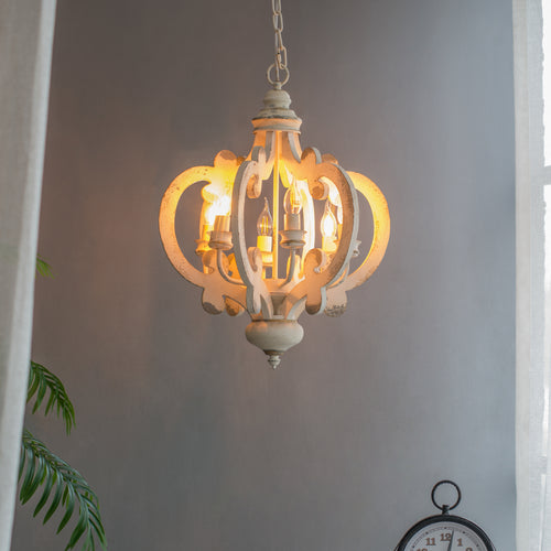 French Country Wood Chandelier