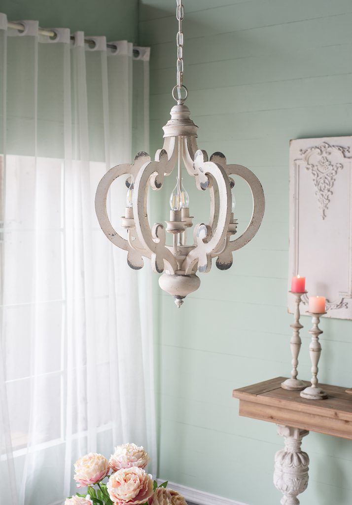 French Country Wood Chandelier