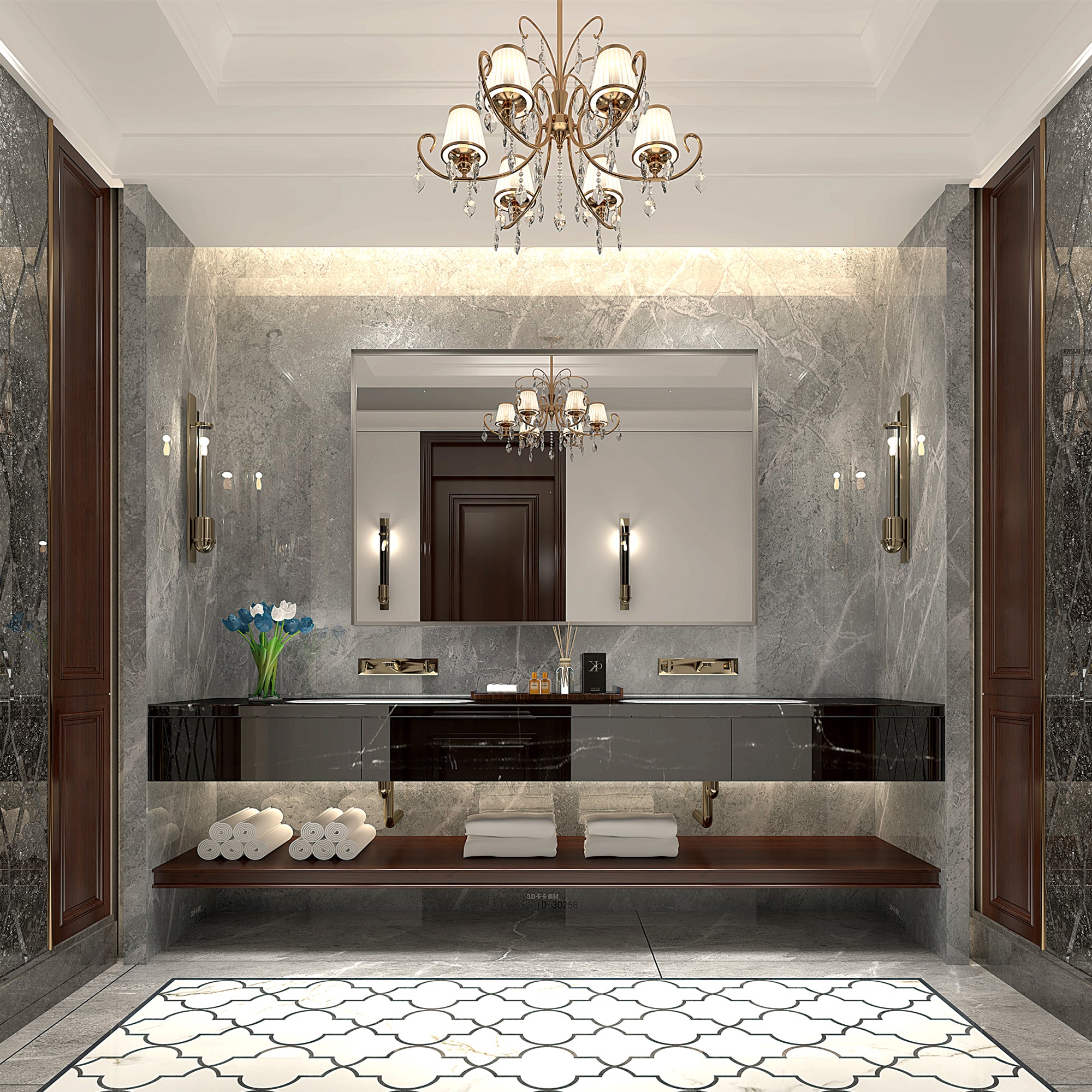40x30 Inch Bathroom Mirror with Beveled Edge