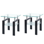 Tempered Transparent Glass End Table with Storage