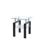 Tempered Transparent Glass End Table with Storage