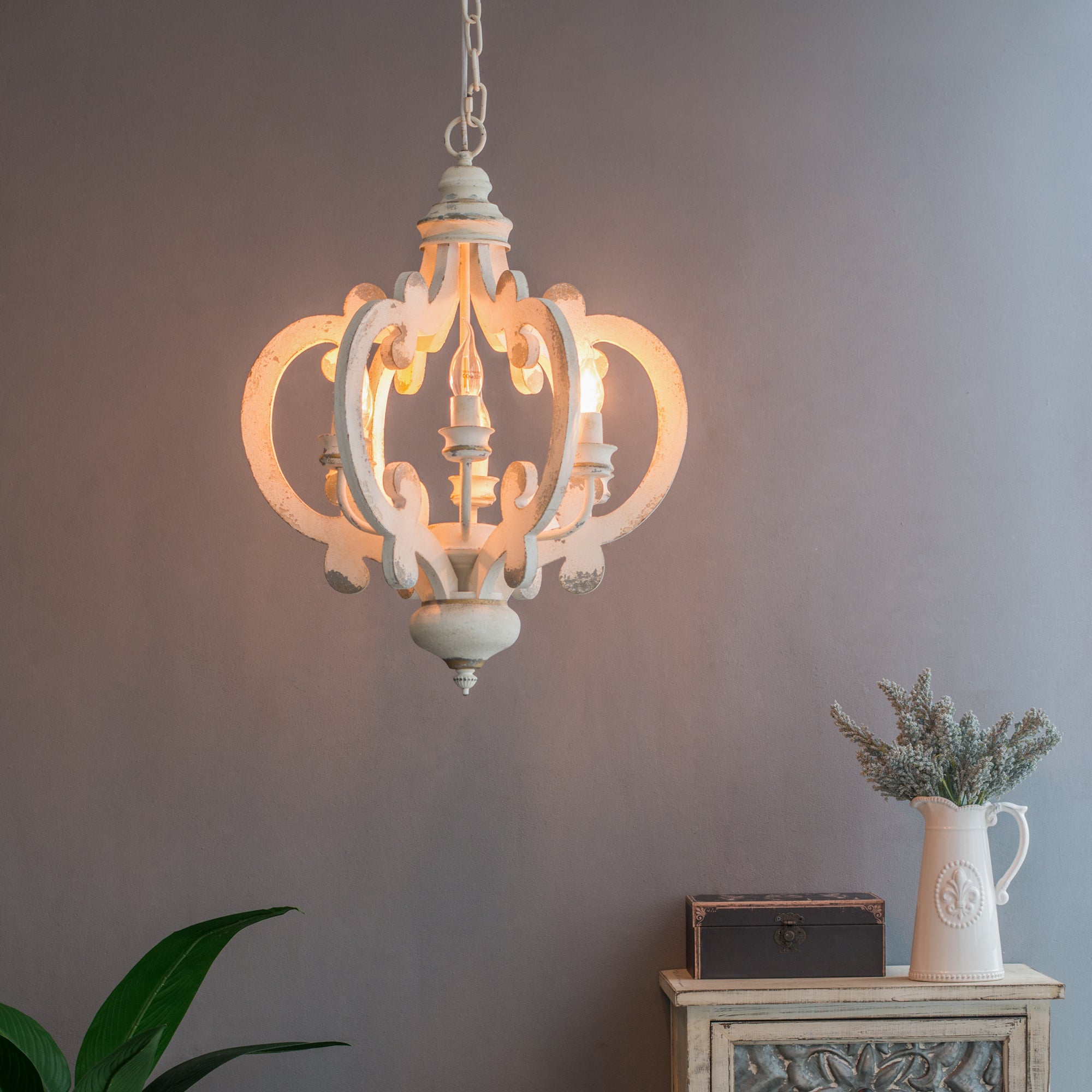 French Country Wood Chandelier
