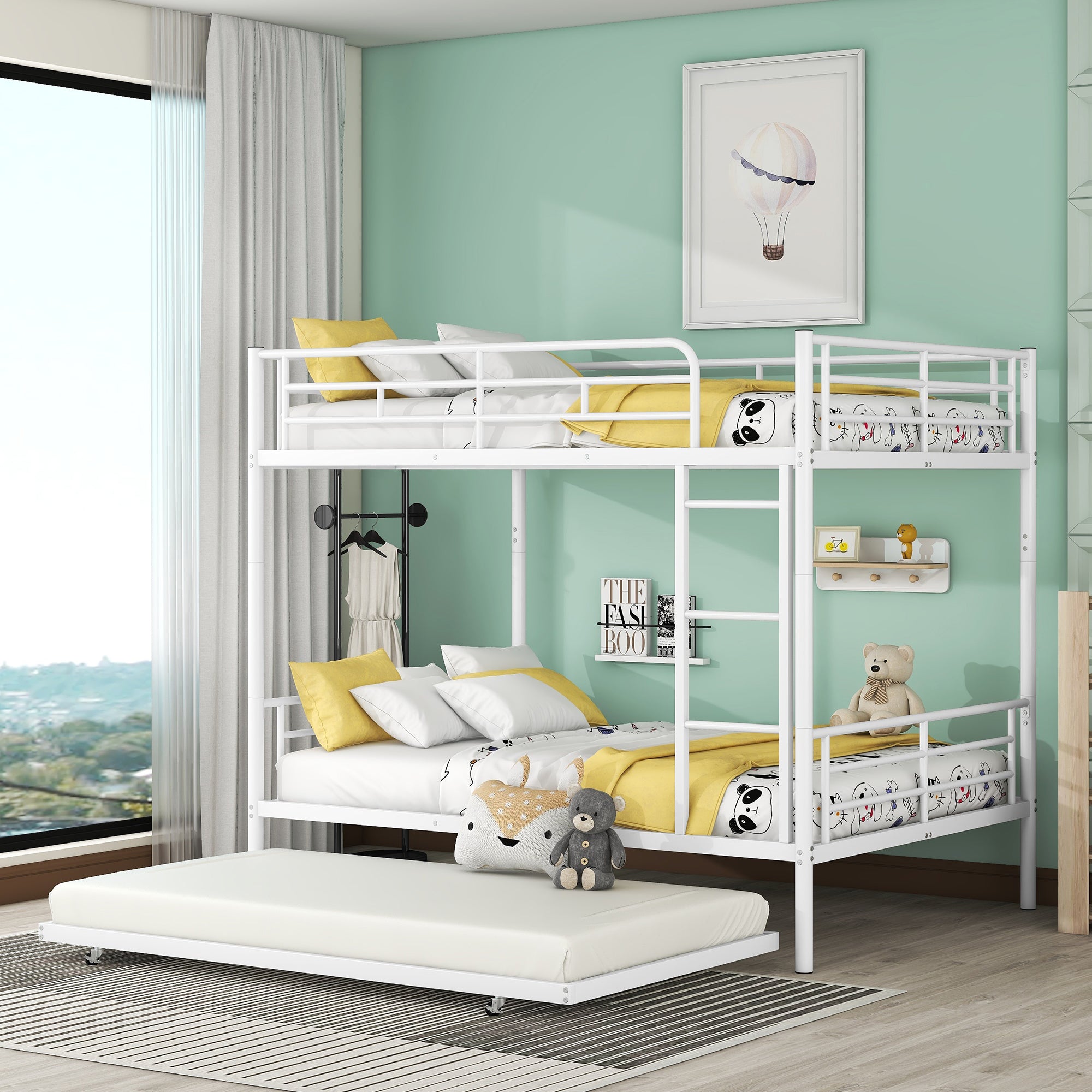 Full Over Full Metal Bunk Bed with Trundle