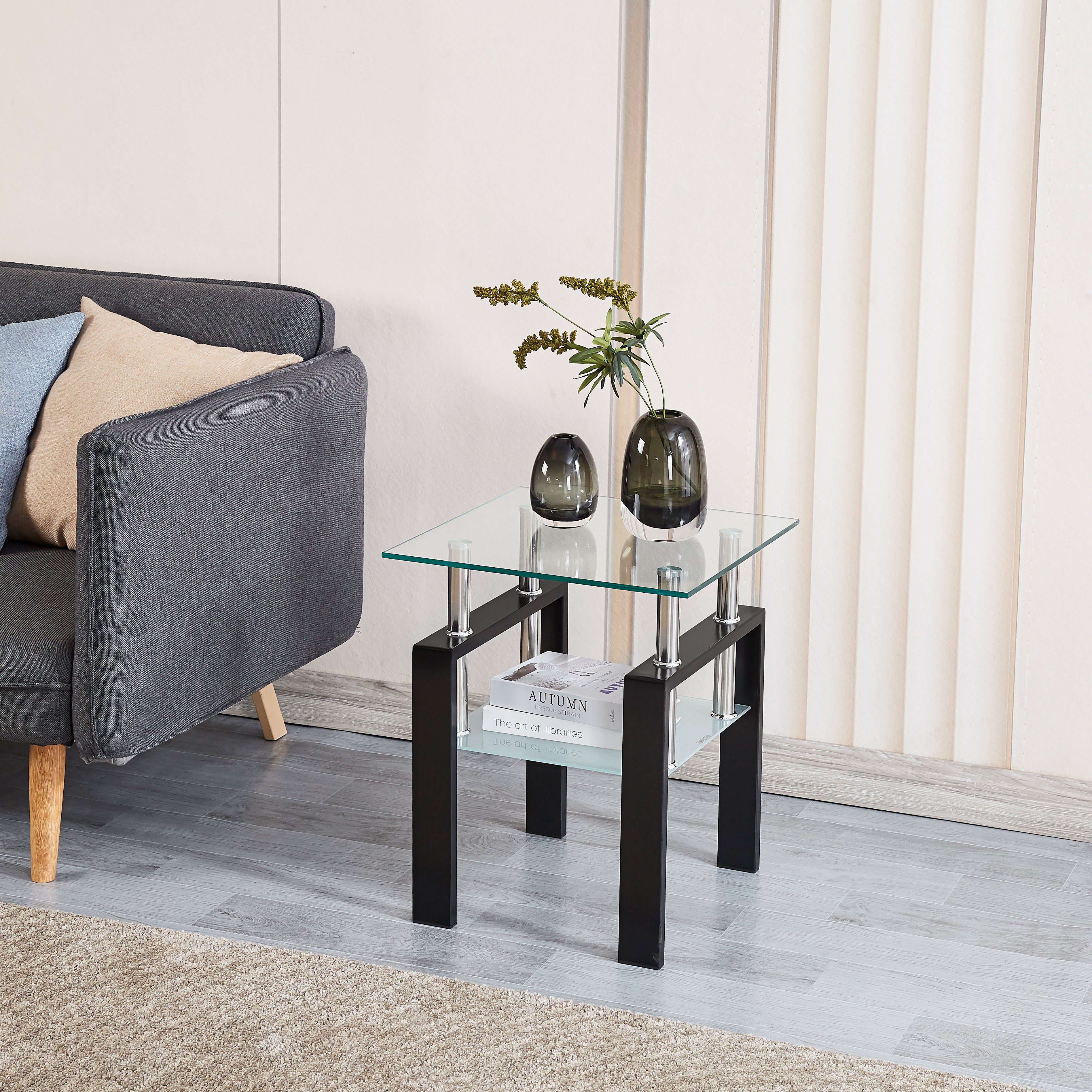 2-Piece Clear Tempered Glass Small Table