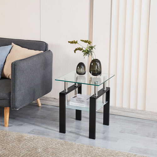 2-Piece Clear Tempered Glass Small Table