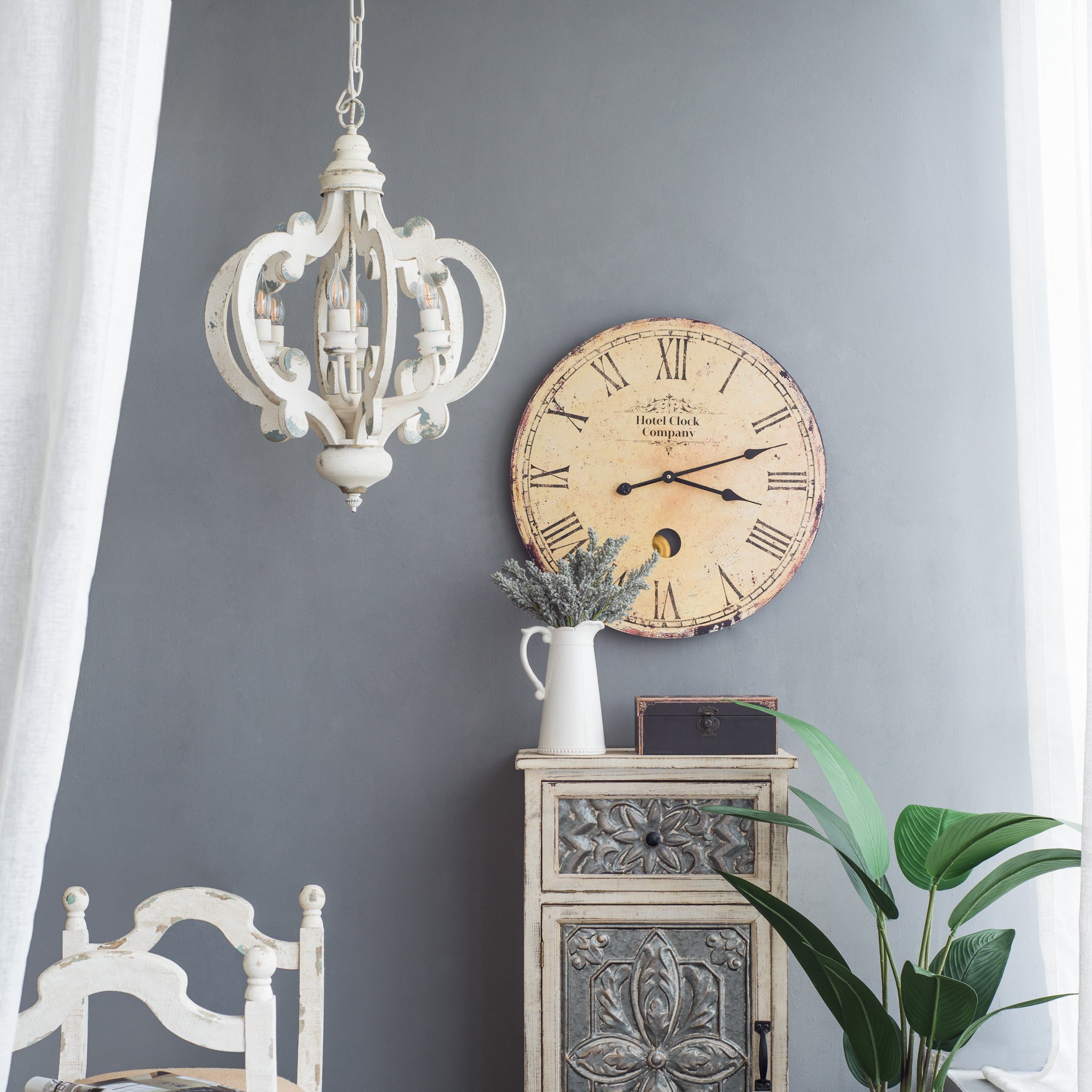French Country Wood Chandelier
