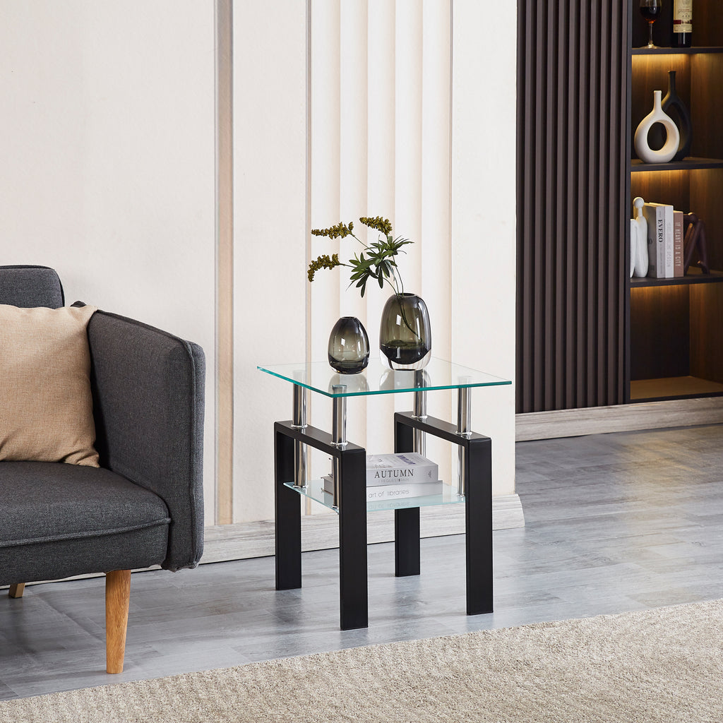 2-Piece Clear Tempered Glass Small Table