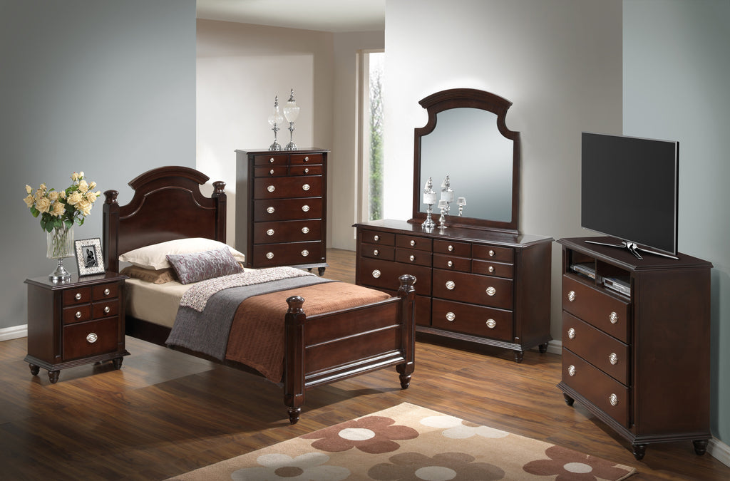 Elegant Traditional Twin Bed In Cappuccino