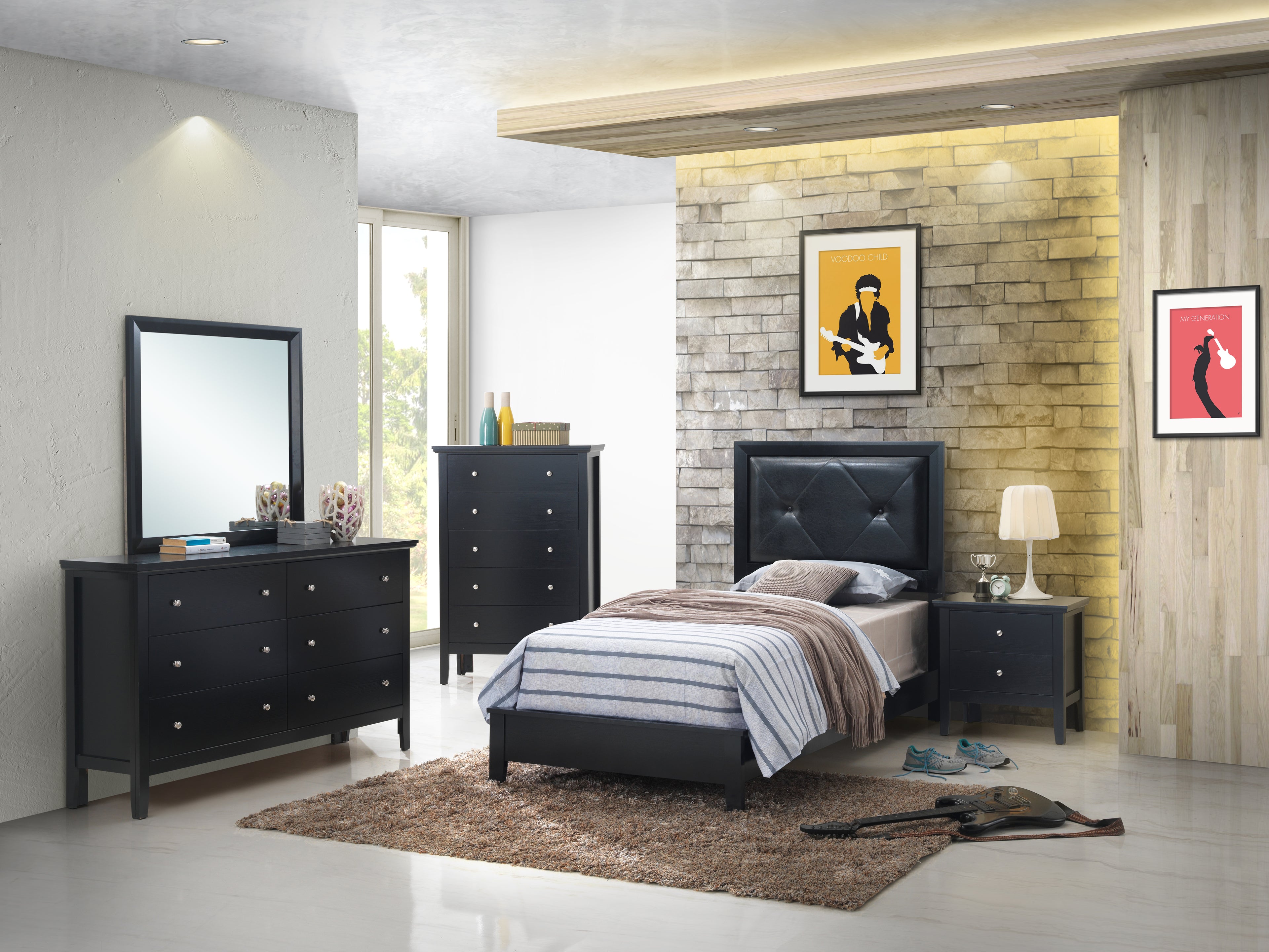 Chic Transitional Twin Bed