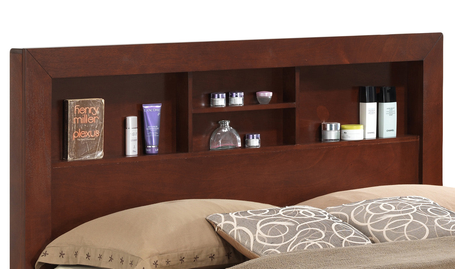King Storage Bed In Cherry Finish