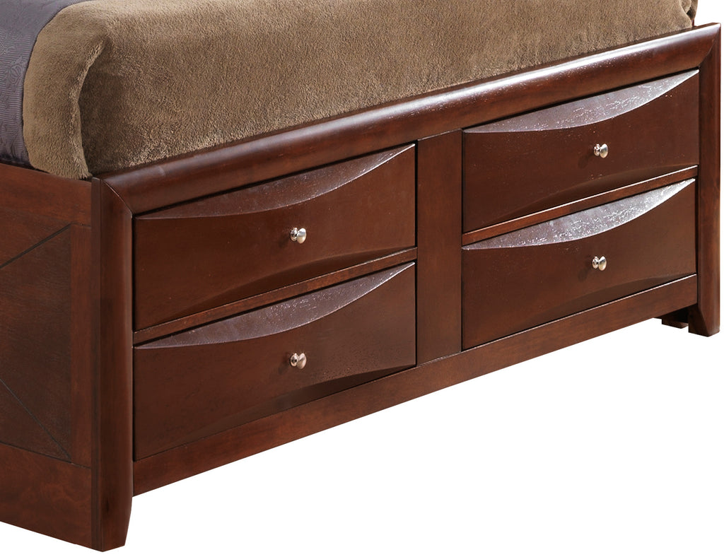 Spacious Cherry Finish King Storage Bed