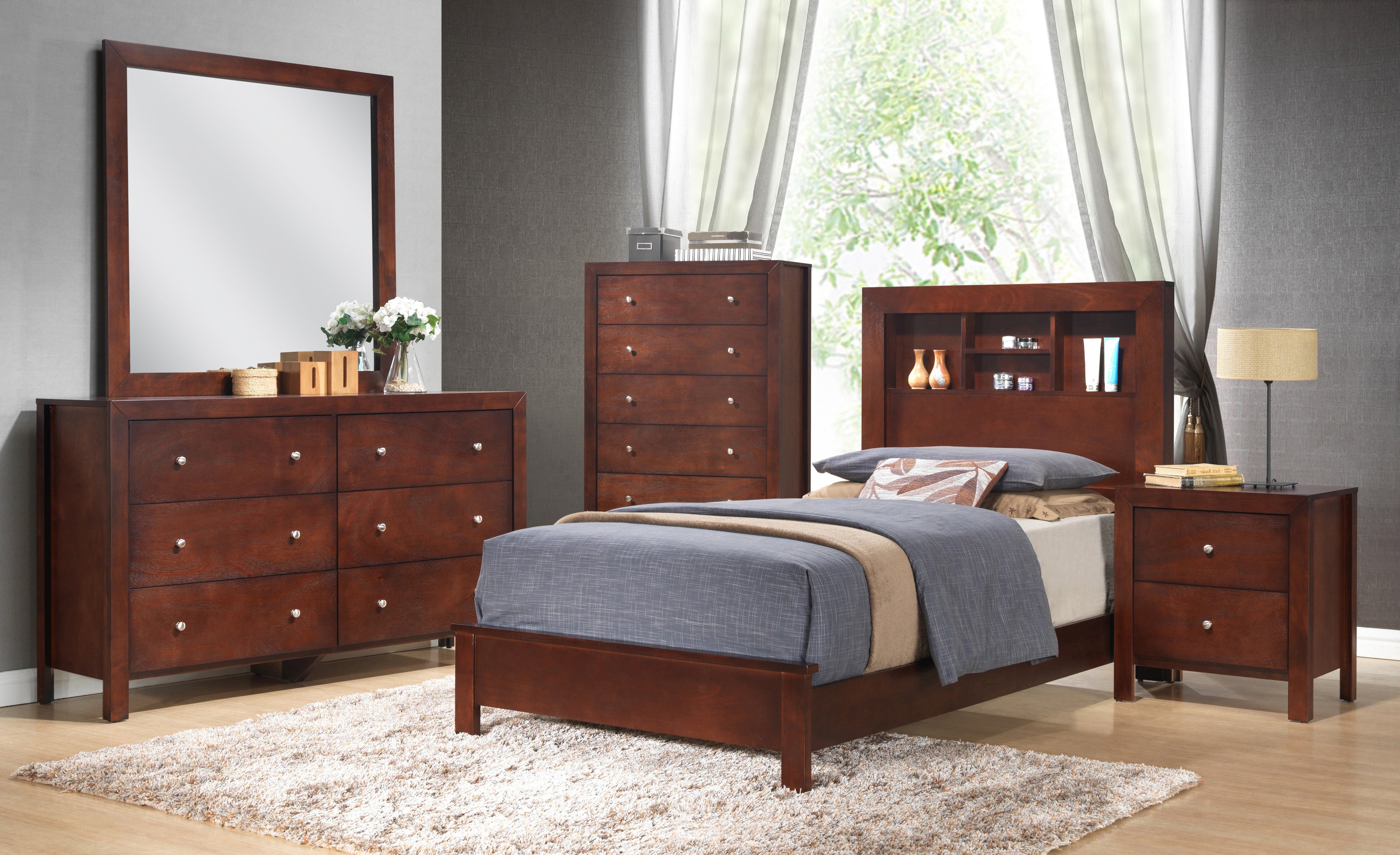 Transitional Cherry Twin Bed for Cozy Spaces