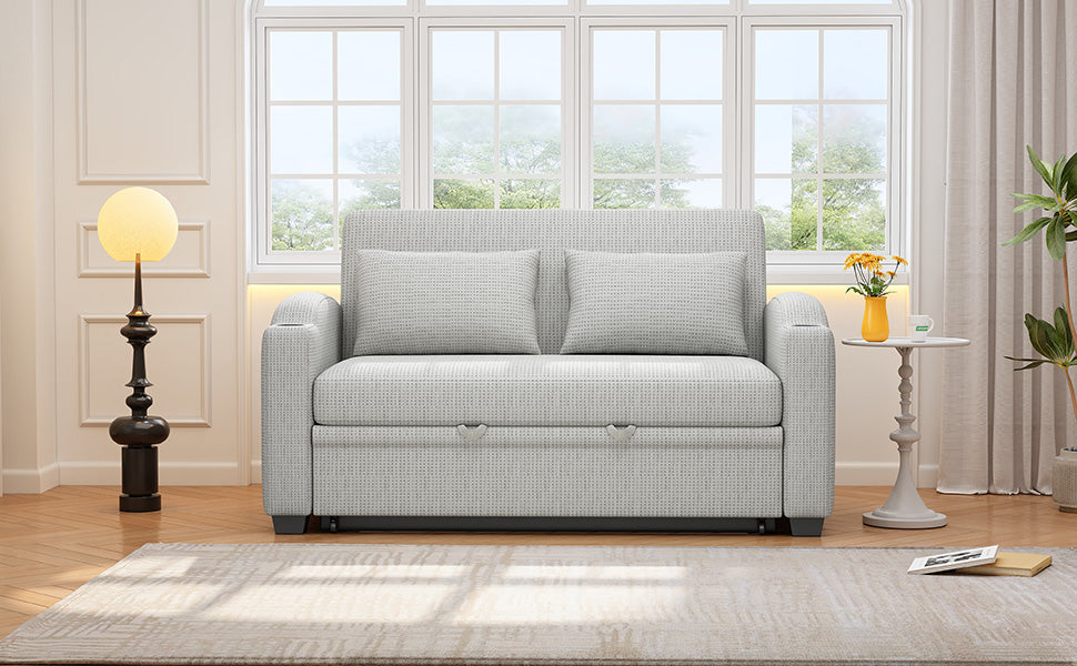 61.6" Pull Out Sofa Bed Modern Chenille Convertible Loveseat