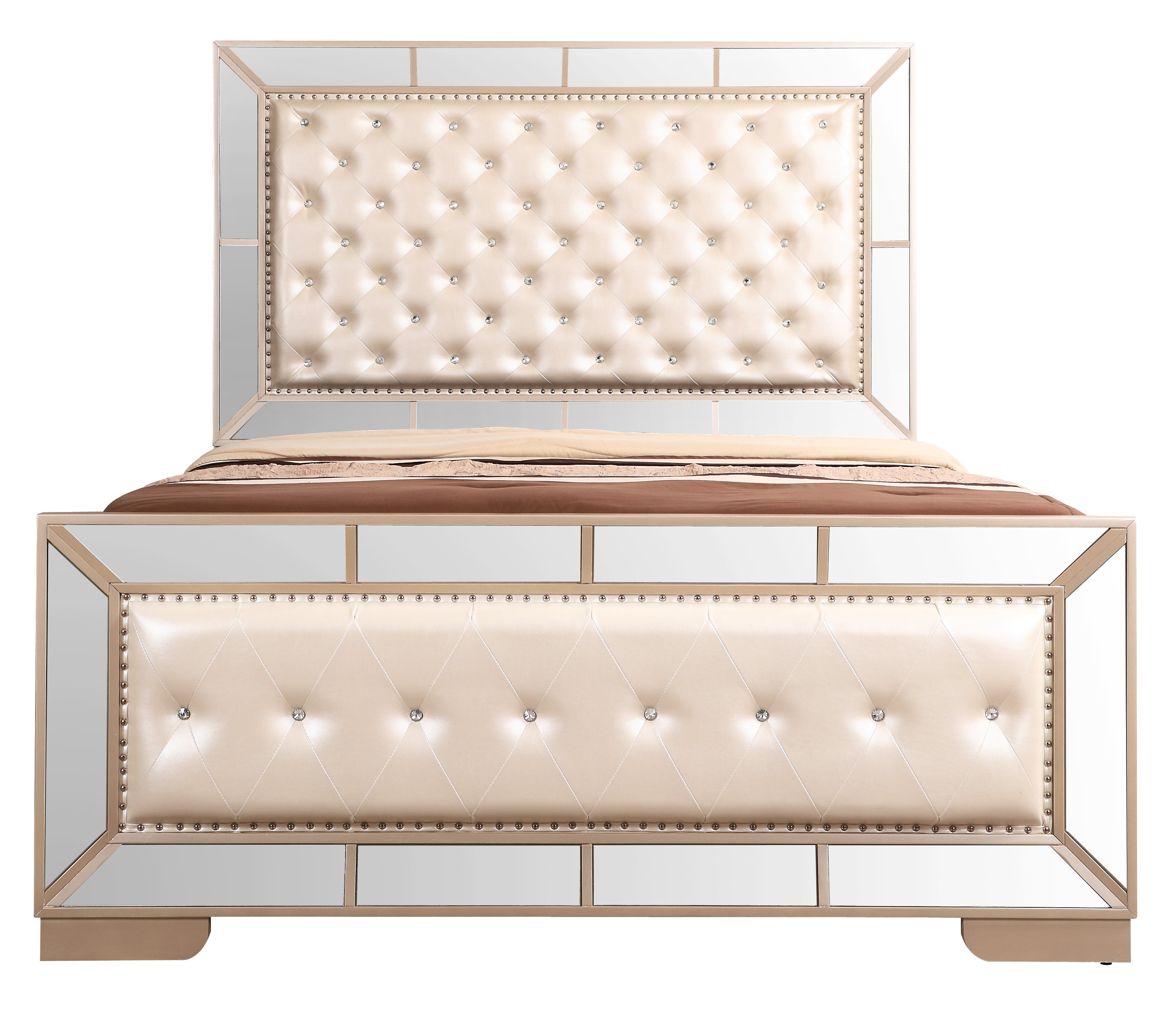 Elegant Pearl Queen Bed With Minimalist Design