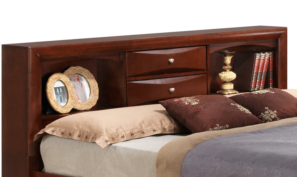 Spacious Cherry Finish King Storage Bed