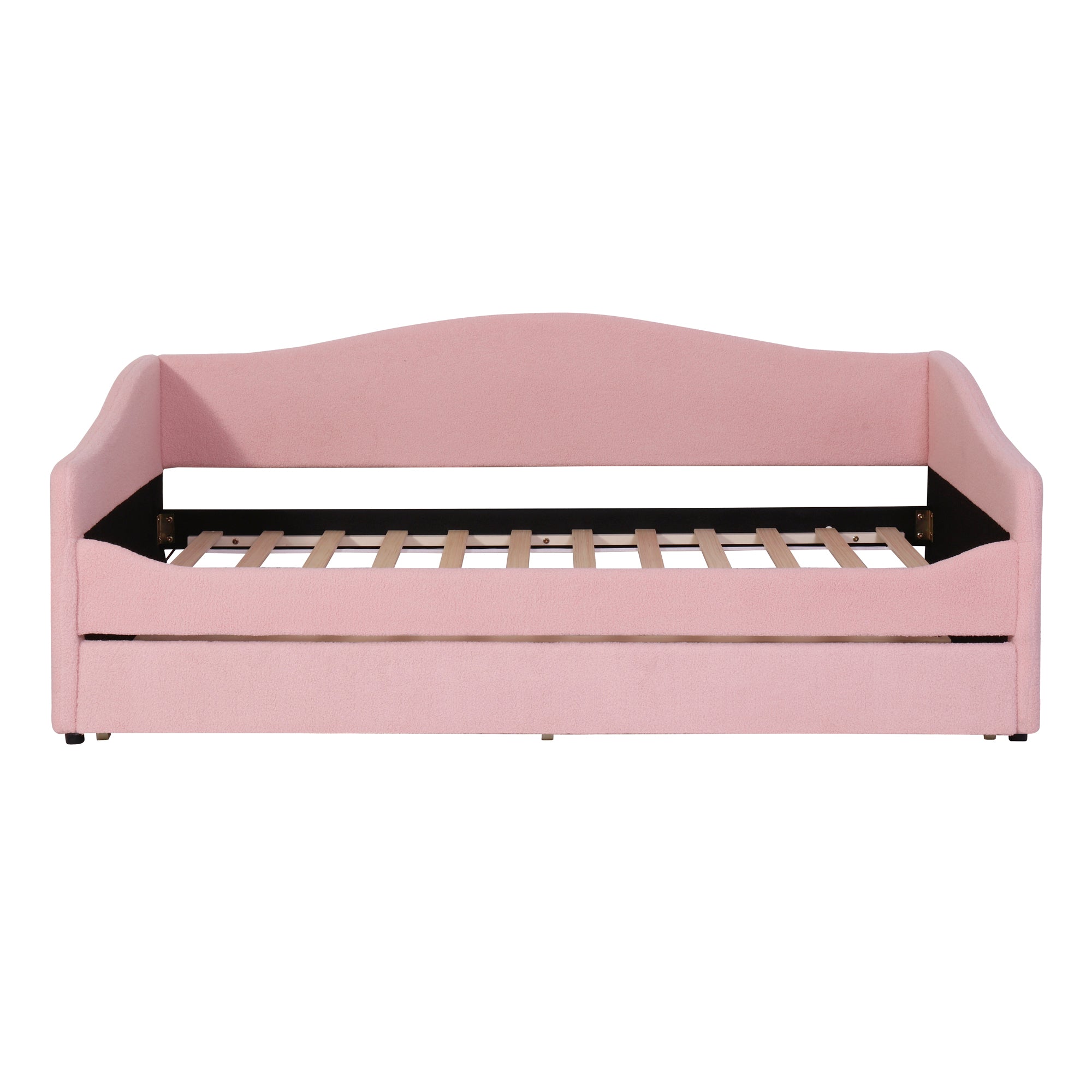Teddy Fleece Twin Size Upholstered Daybed with Light and Trundle