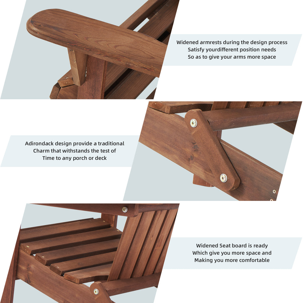 Wooden Outdoor Folding Adirondack Chair Set of 2