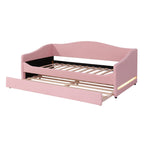 Teddy Fleece Twin Size Upholstered Daybed with Light and Trundle
