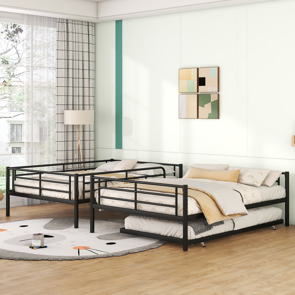 Full Over Full Metal Bunk Bed with Trundle