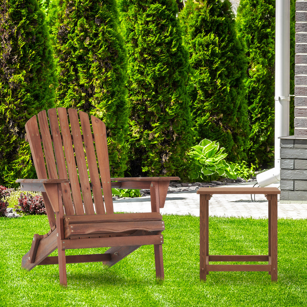 Wooden Outdoor Folding Adirondack Chair Set of 2