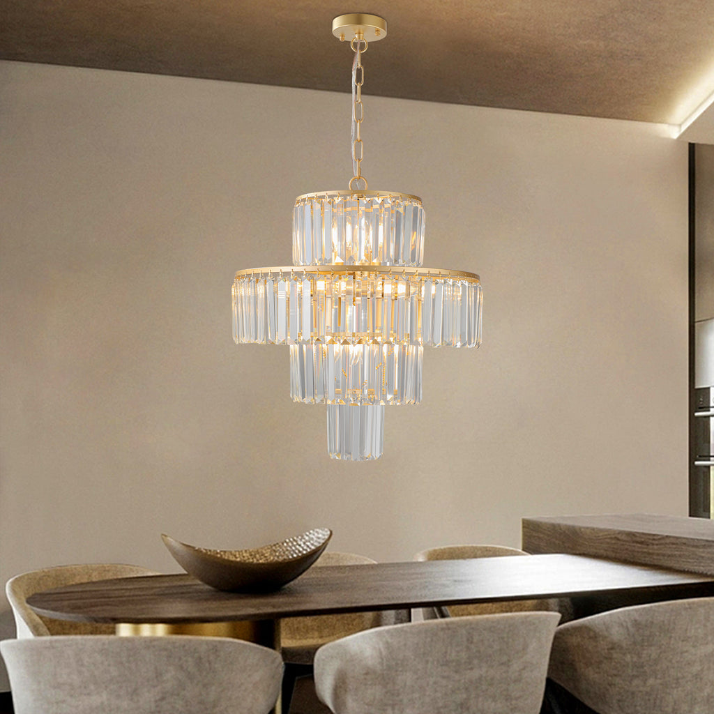 20" Modern Crystal Chandelier with Gold Finish
