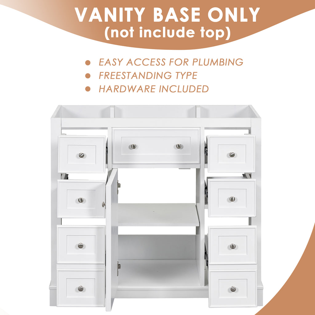 36" Bathroom Vanity without Sink, Cabinet Base Only