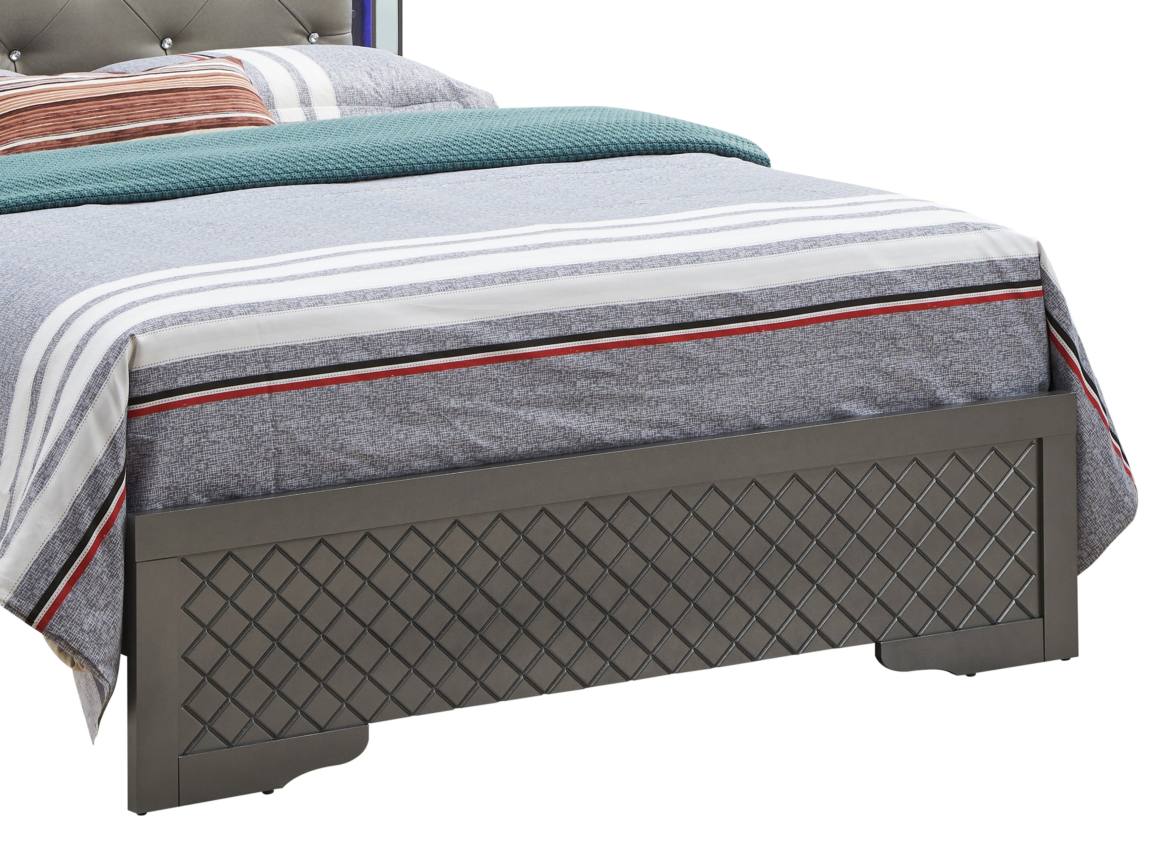 Transitional Style King Bed In Metallic