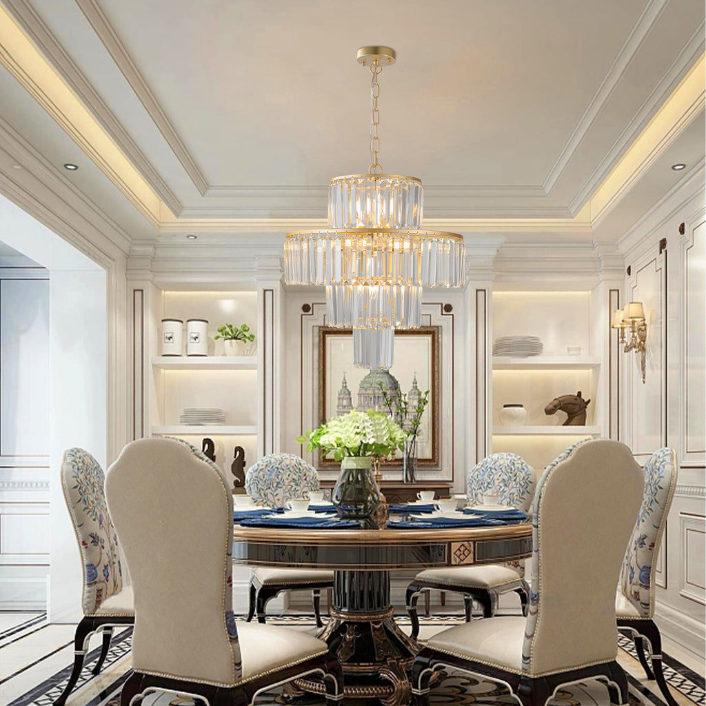 20" Modern Crystal Chandelier with Gold Finish