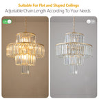 20" Modern Crystal Chandelier with Gold Finish