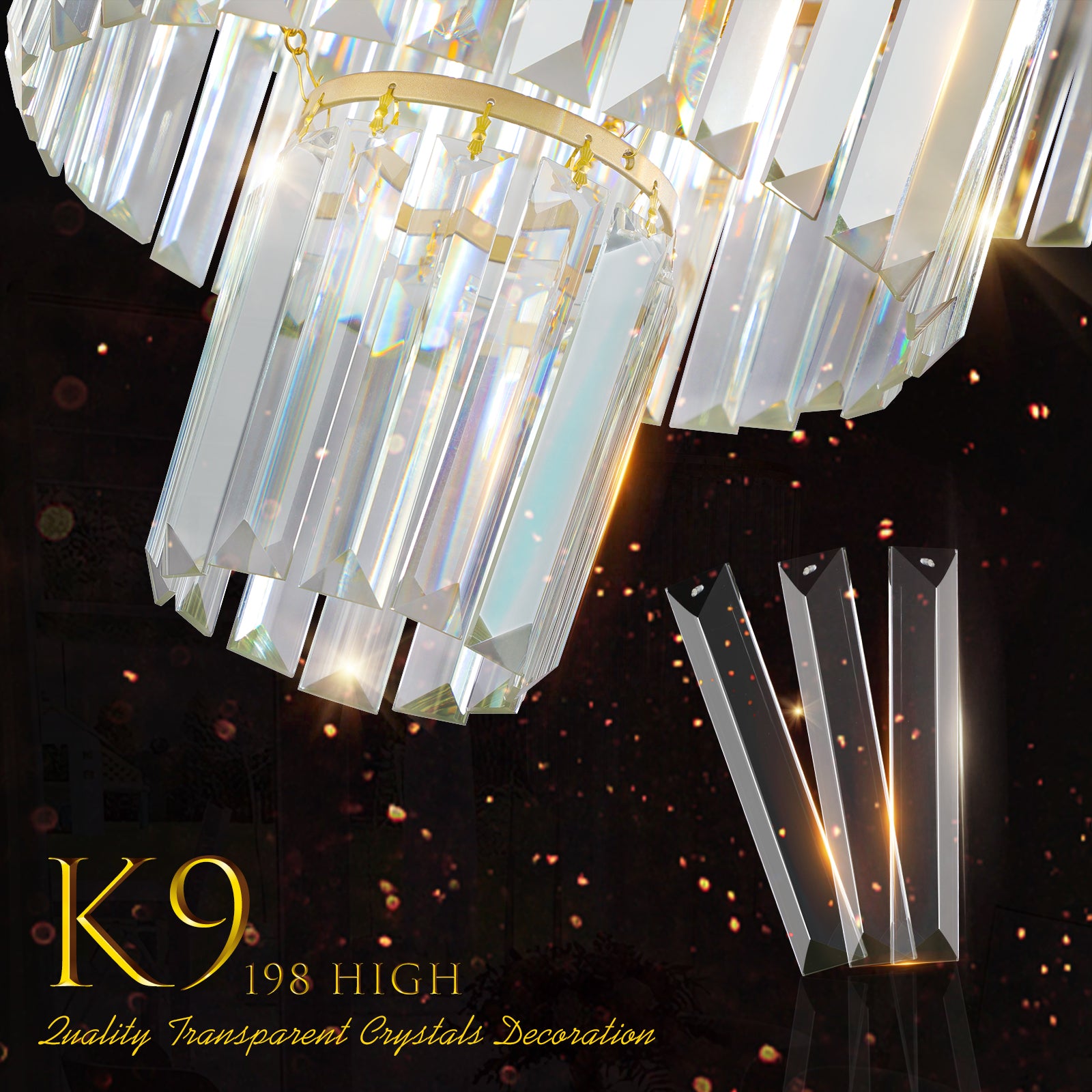 20" Modern Crystal Chandelier with Gold Finish