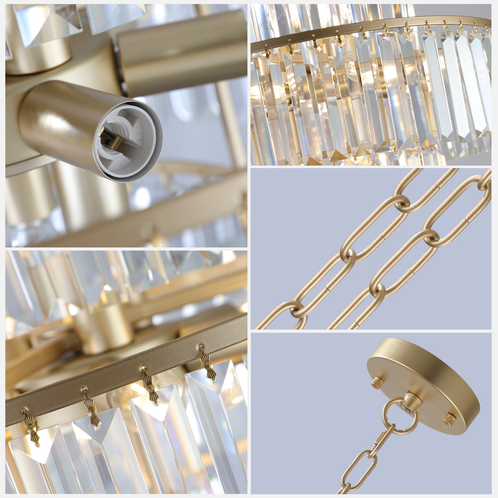 20" Modern Crystal Chandelier with Gold Finish