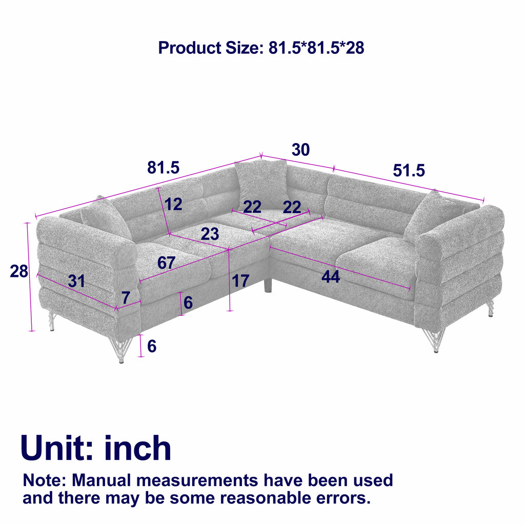 81.5-Inch Oversized Corner Sofa