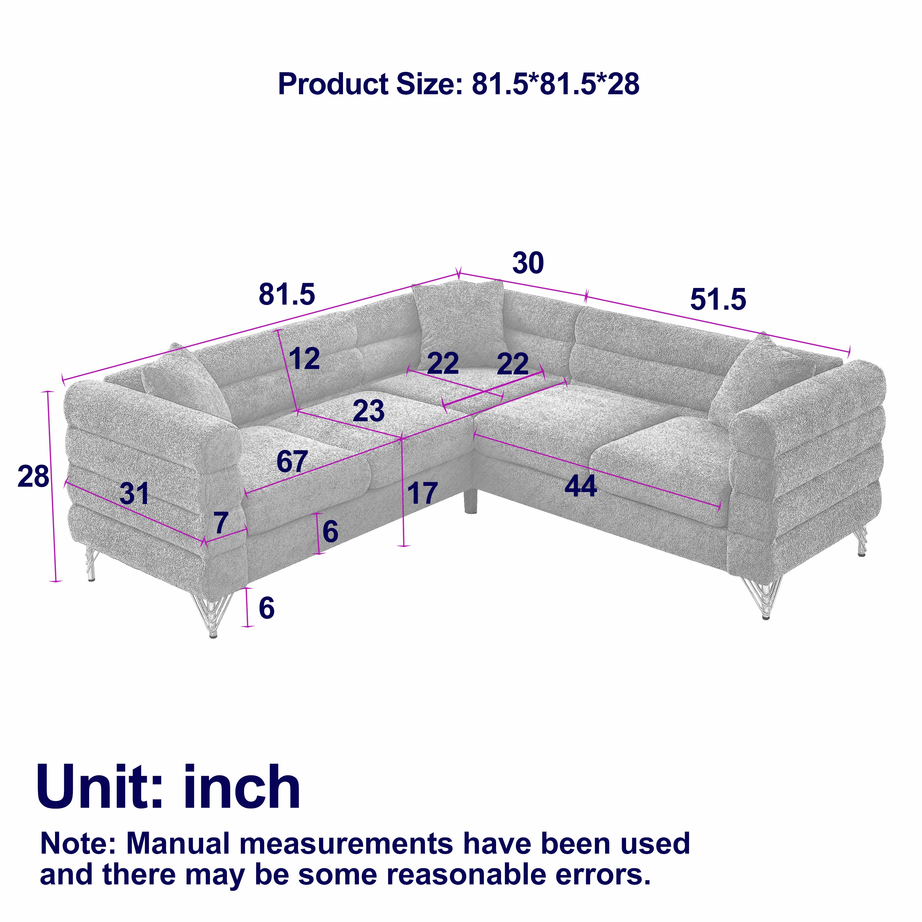 81.5-Inch Oversized Corner Sofa