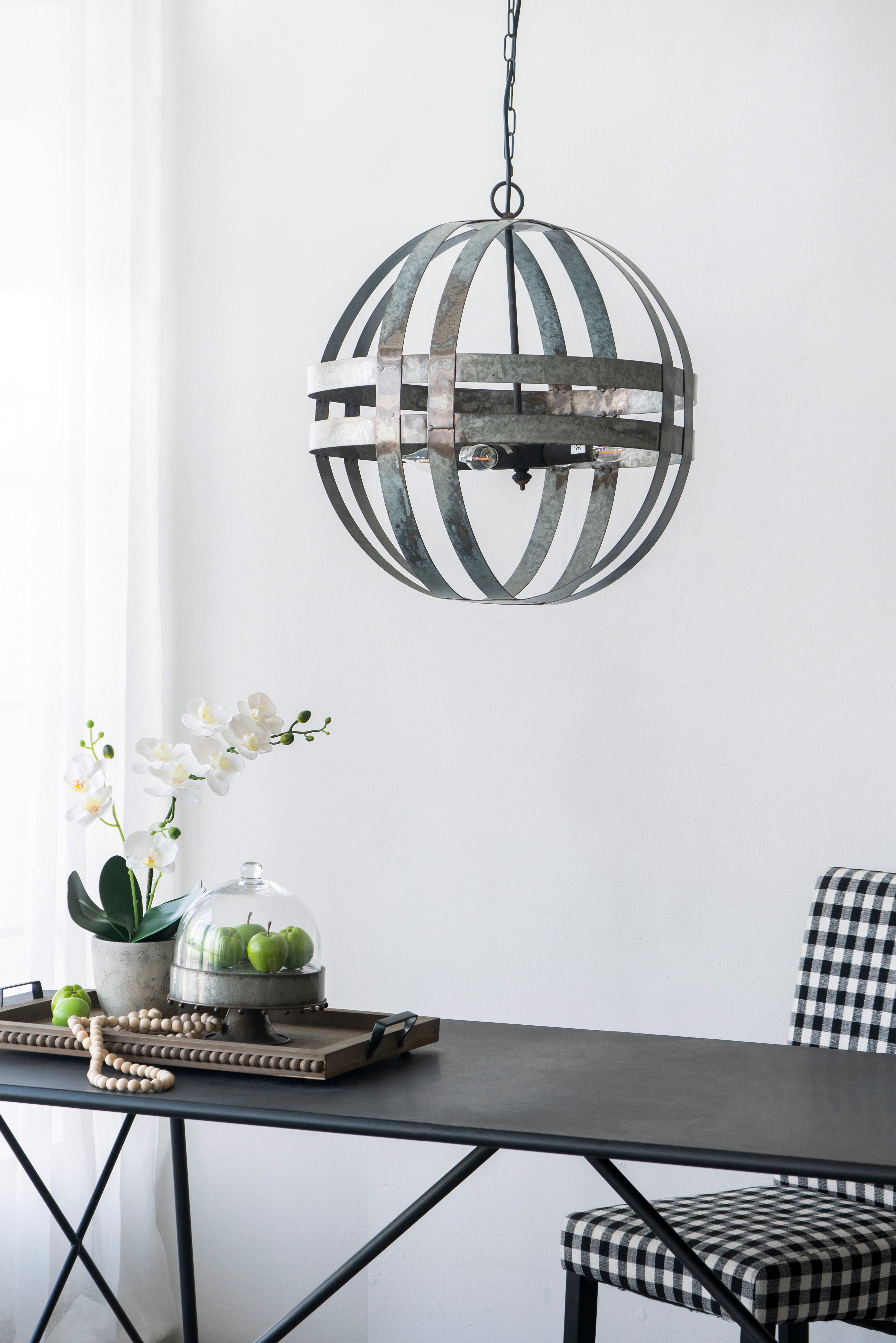 4-Light Galvanized Chandelier