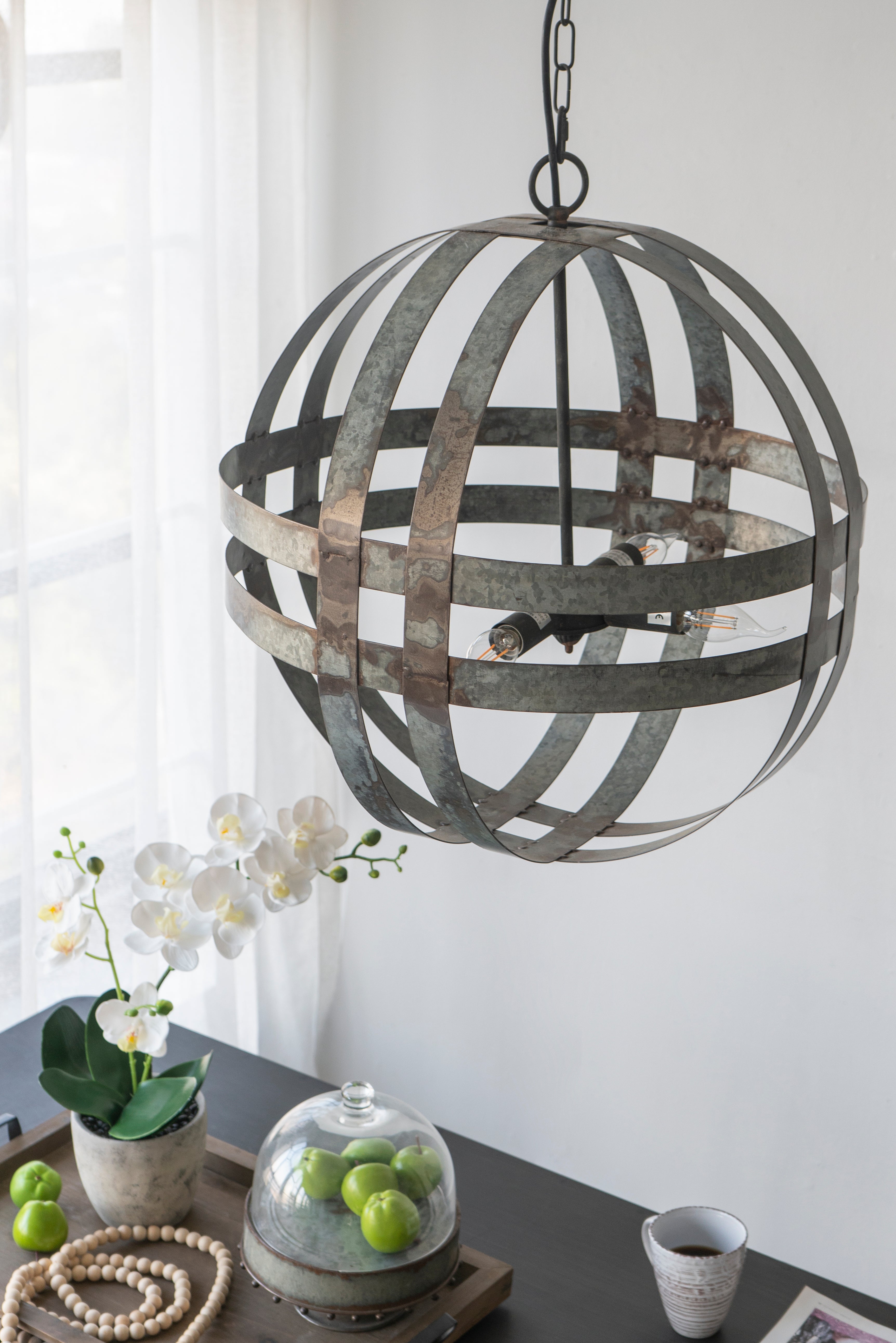 4-Light Galvanized Chandelier