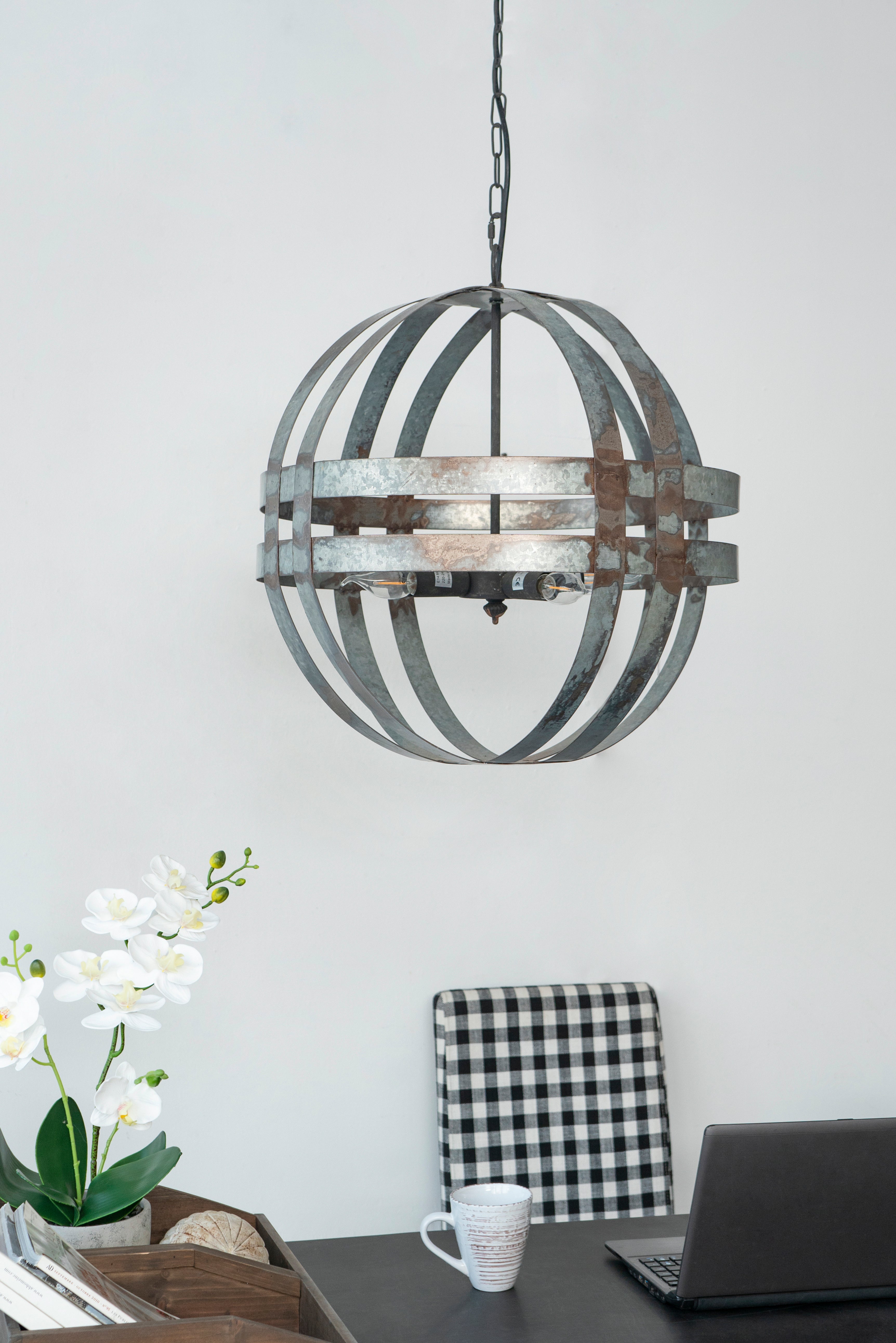 4-Light Galvanized Chandelier