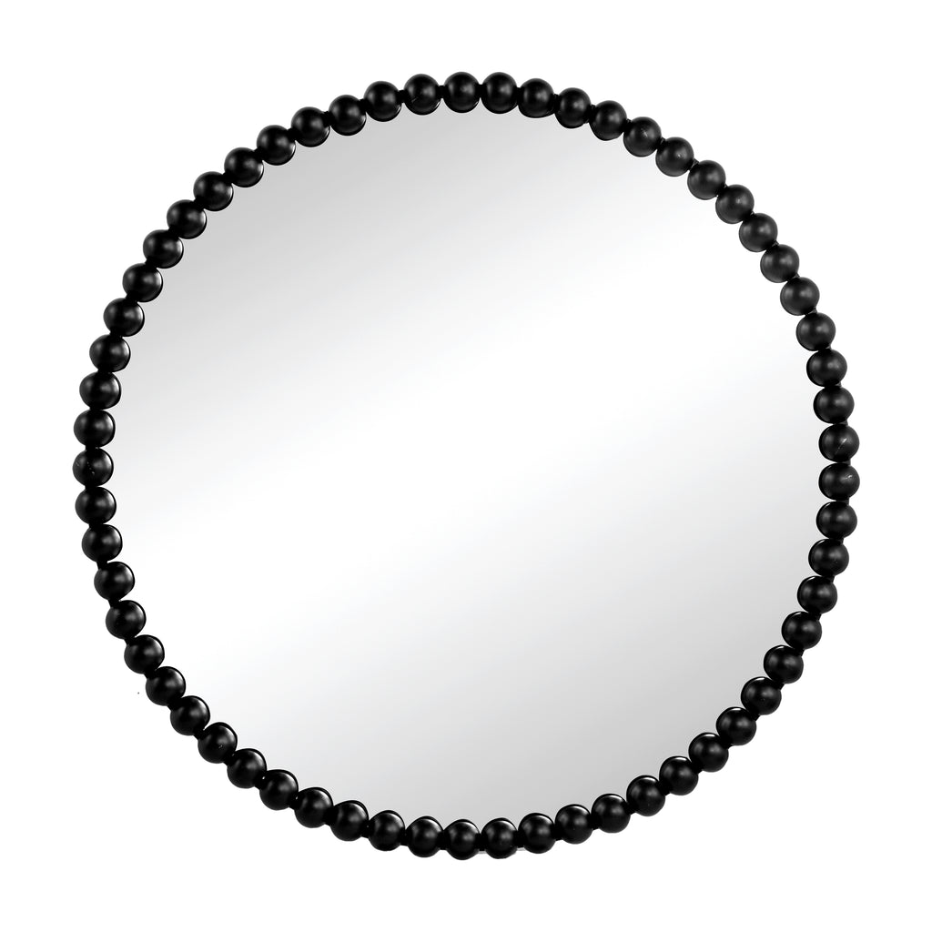 32" Circle Mirror with Metal Beaded Frame