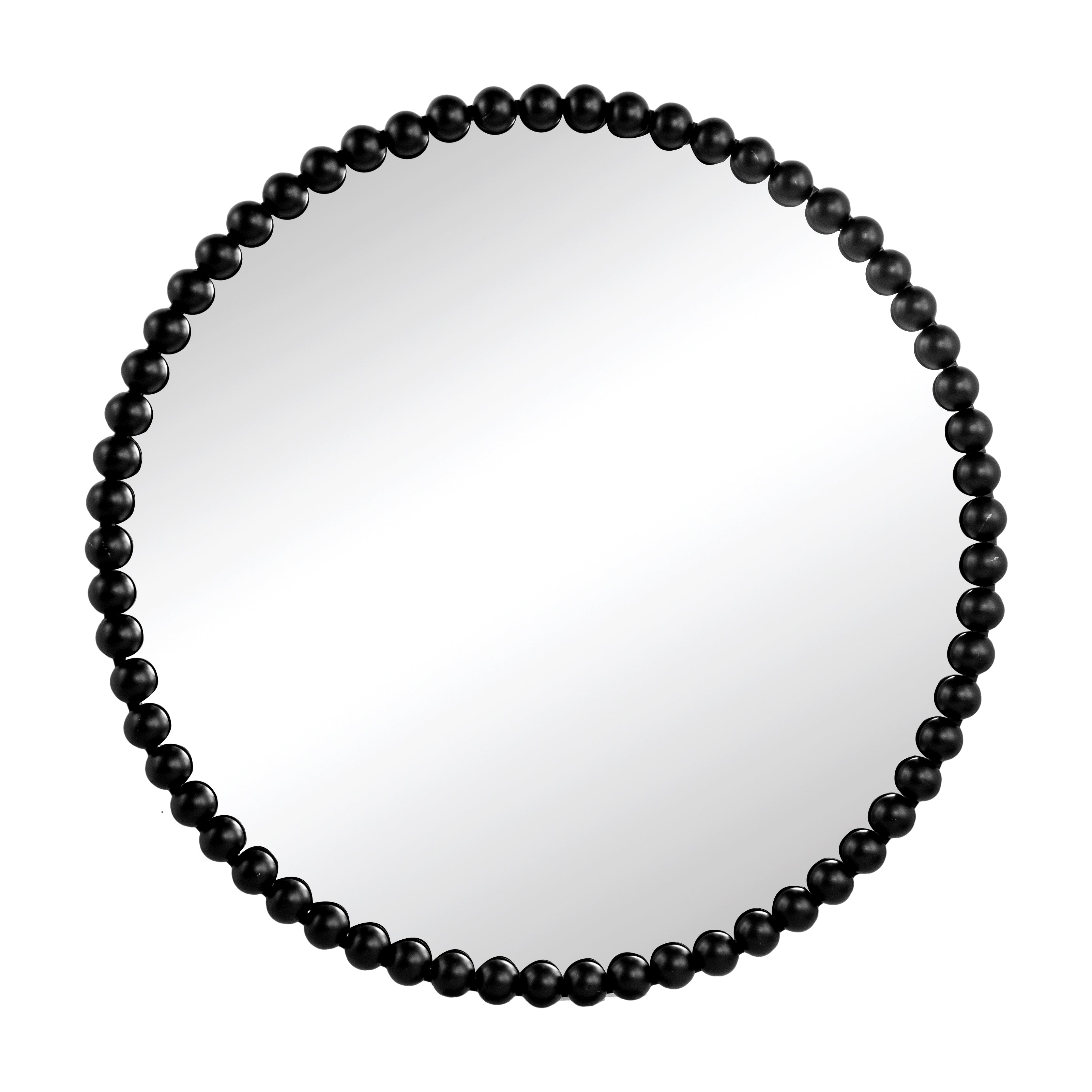 32" Circle Mirror with Metal Beaded Frame