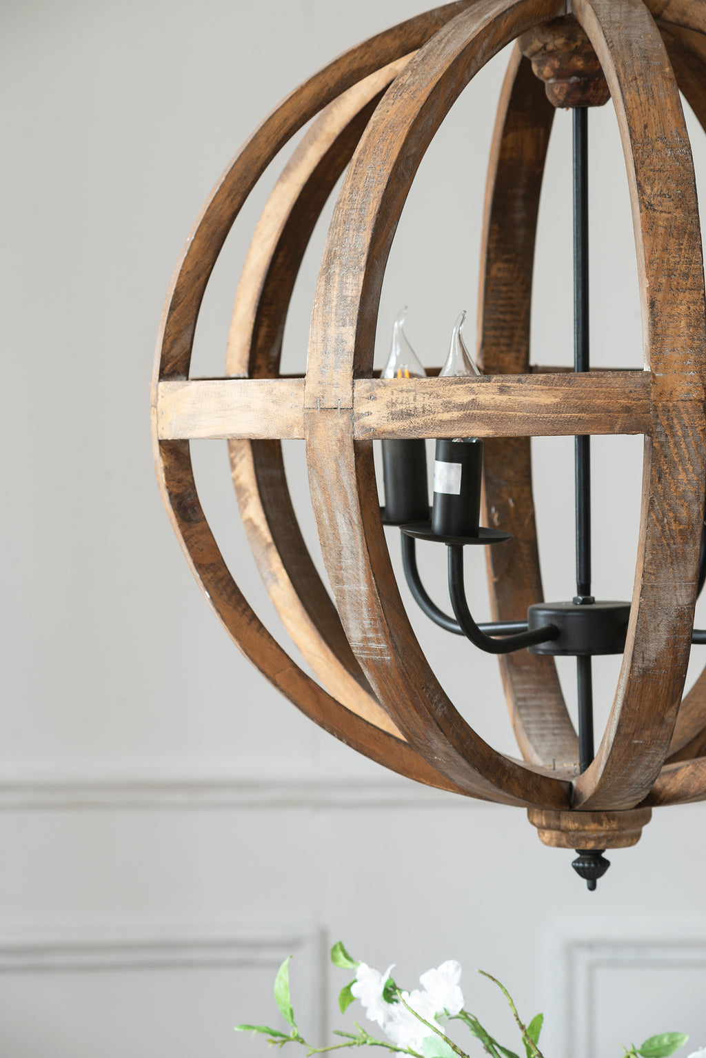 4-Light Wood Chandelier