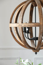 4-Light Wood Chandelier