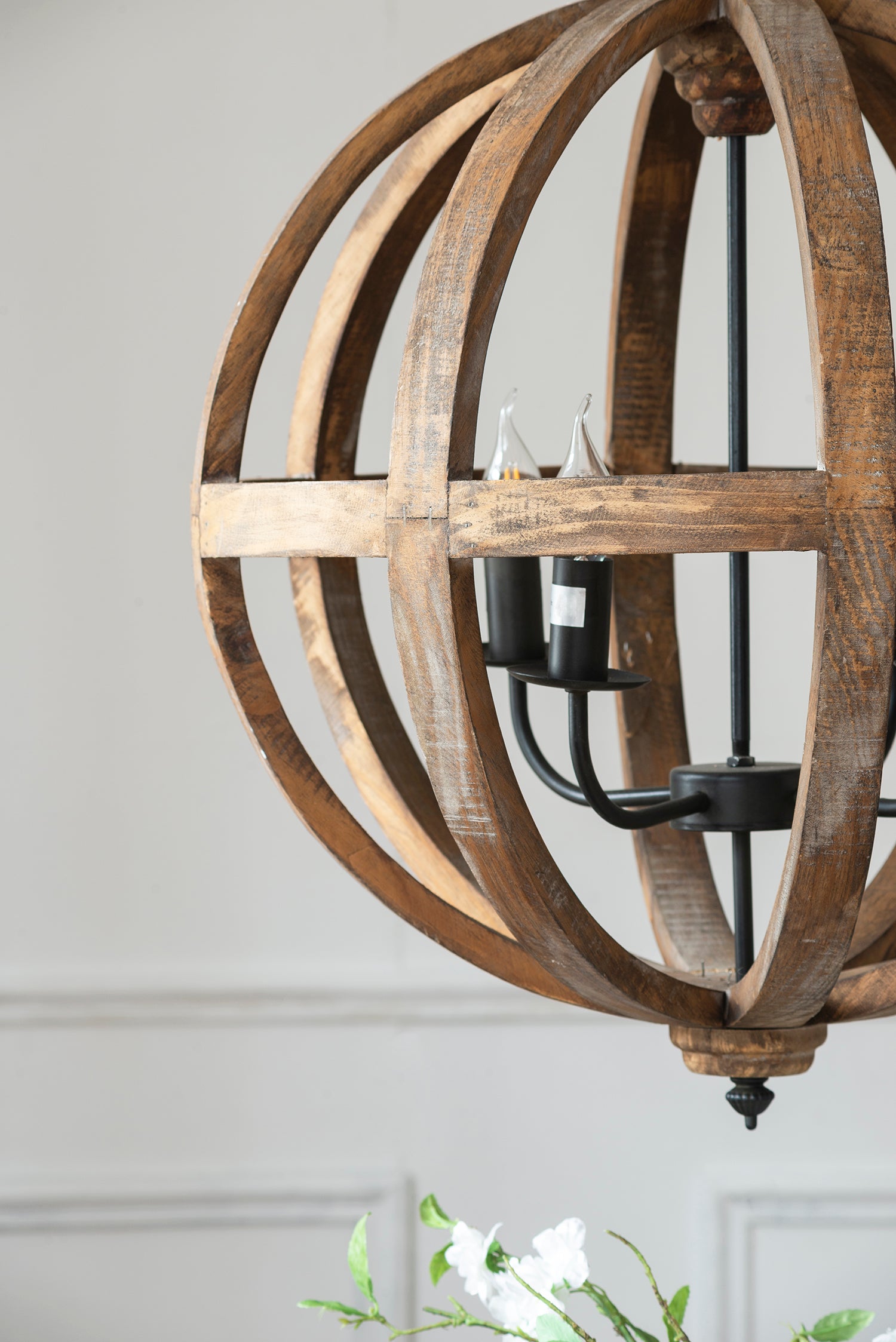 4-Light Wood Chandelier