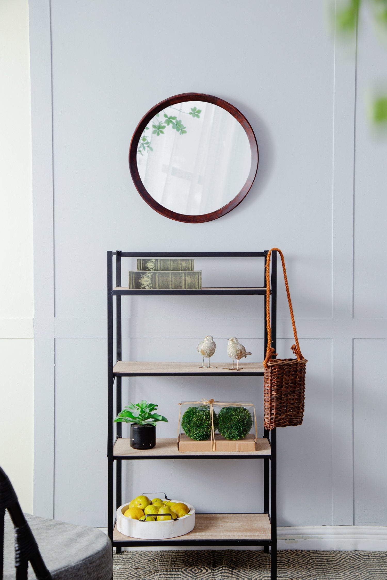 20x1.5" Transitional Decor Style Mango Wood Wall Mirror