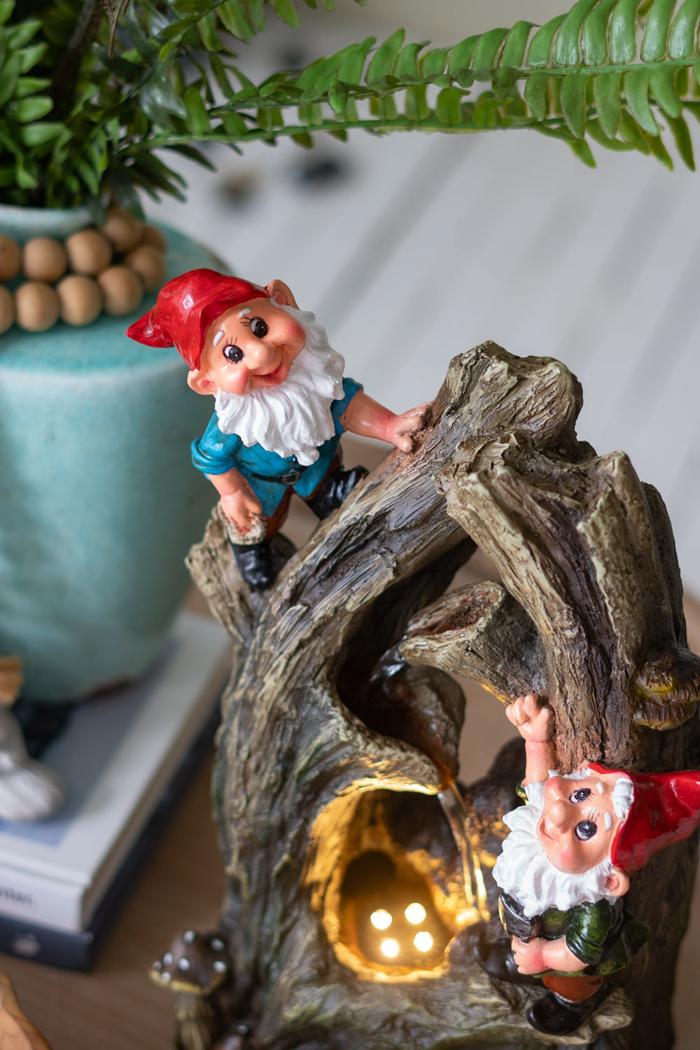 8.3x4.7x13.8" Decorative Woodland Gnome Water Fountain