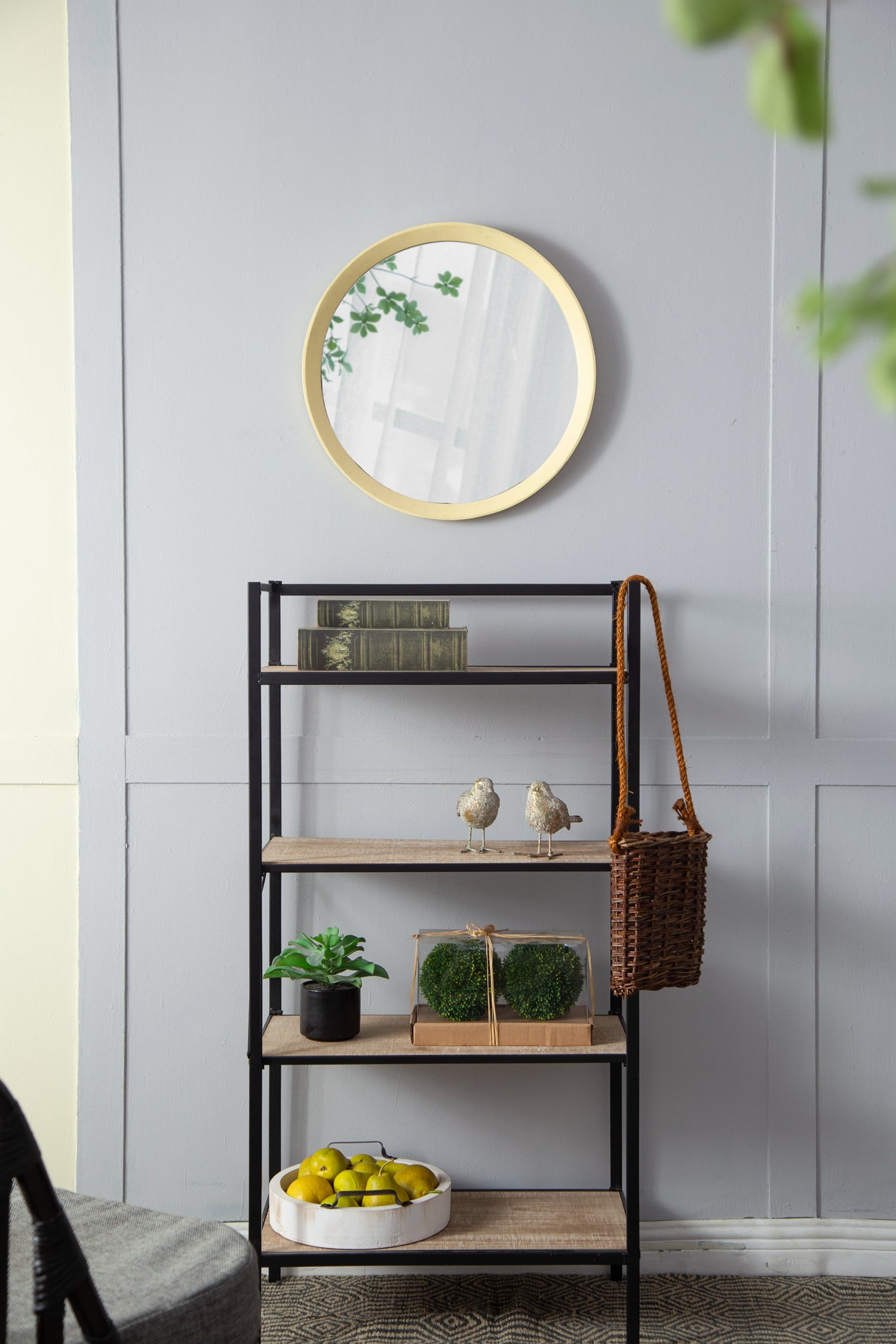 D20x1.5" Transitional Mango Wood Wall Mirror