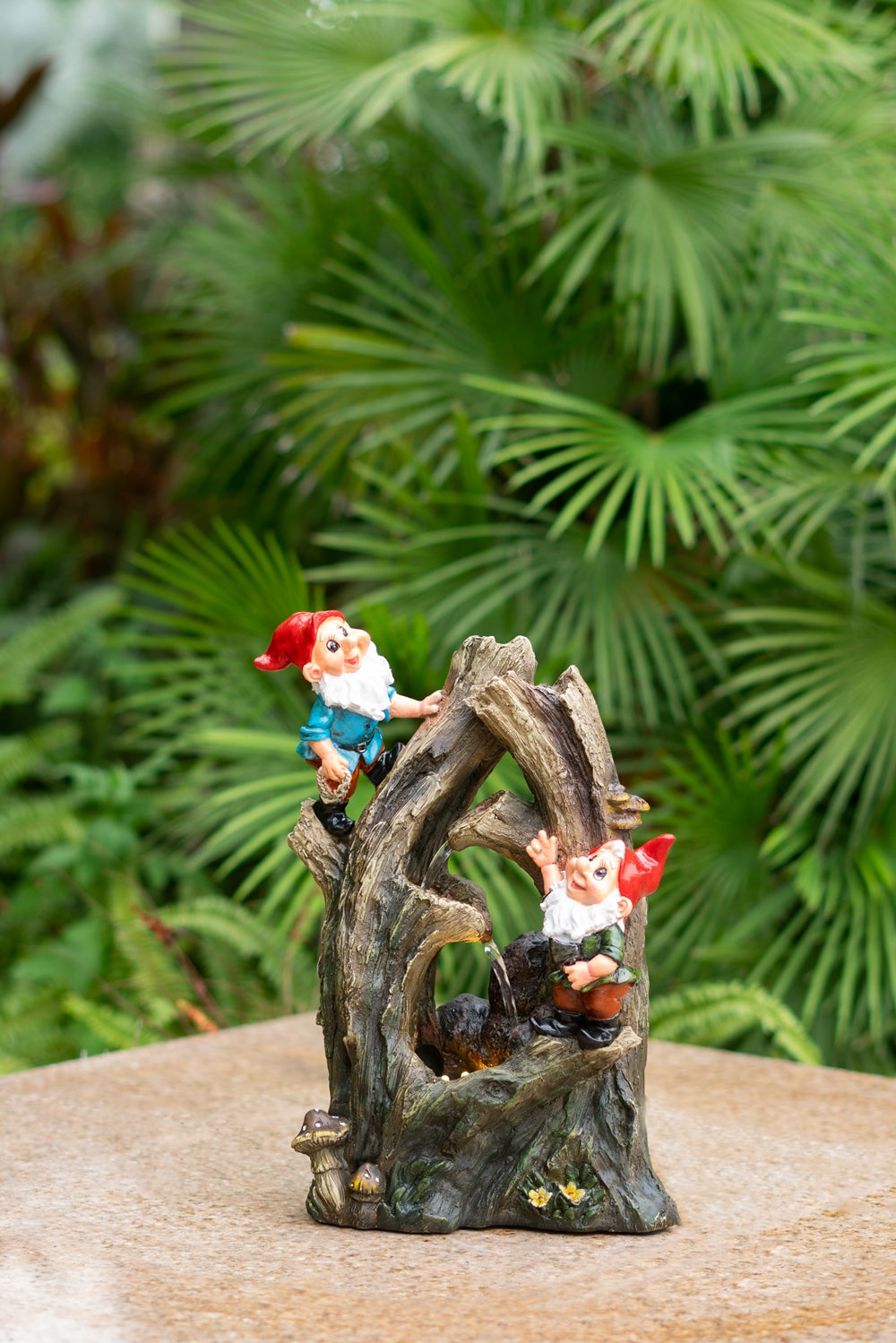 8.3x4.7x13.8" Decorative Woodland Gnome Water Fountain