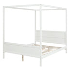 Queen Size Canopy Platform Bed with Headboard and Footboard
