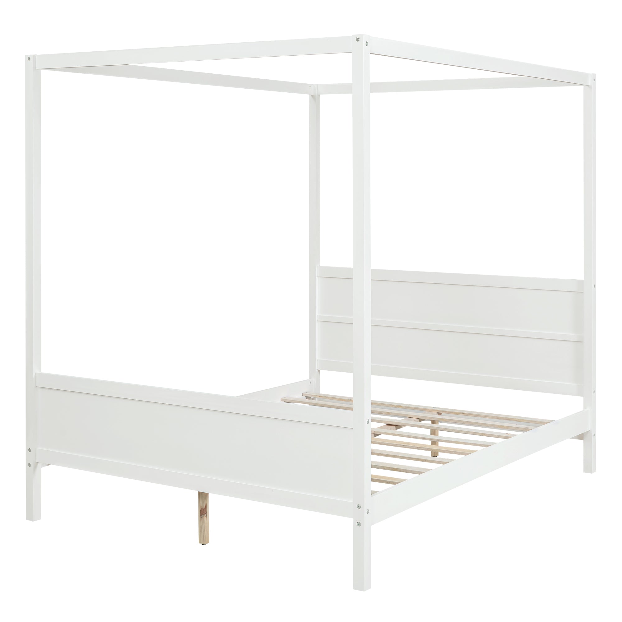 Queen Size Canopy Platform Bed with Headboard and Footboard