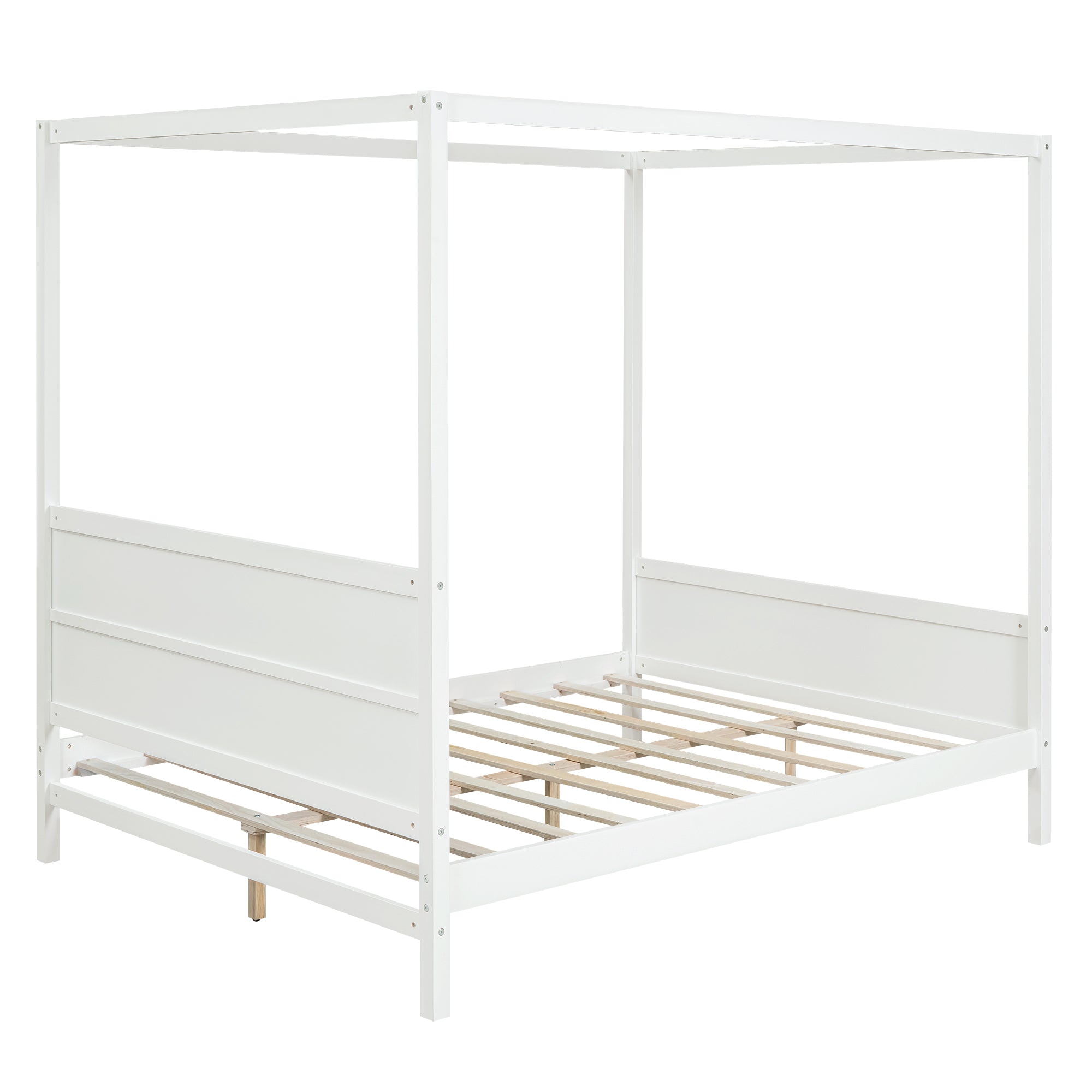 Queen Size Canopy Platform Bed with Headboard and Footboard